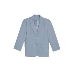 SKLS009  Customized temperament blue suit coat women's Korean loose shoulder padded commuter suit pocket button medium length top  petite blazer    fitted blazer SKLS009  Customized temperament blue suit coat women's Korean loose shoulder padded commuter suit pocket button medium length top  petite blazer    fitted blazer